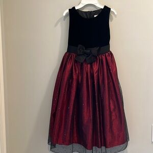 Sugar Plum- Girls Special Occasion dress. Size is 12. Black and burgundy. Formal
